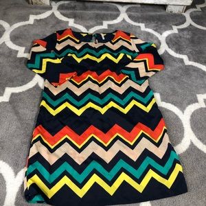 My Story Dress Womens Medium Chevron A Line Dress Keyhole Back Button Closure